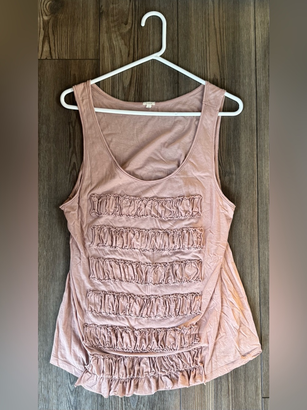 J CREW Women's Blush Pink Ruffle Front Tank Top L